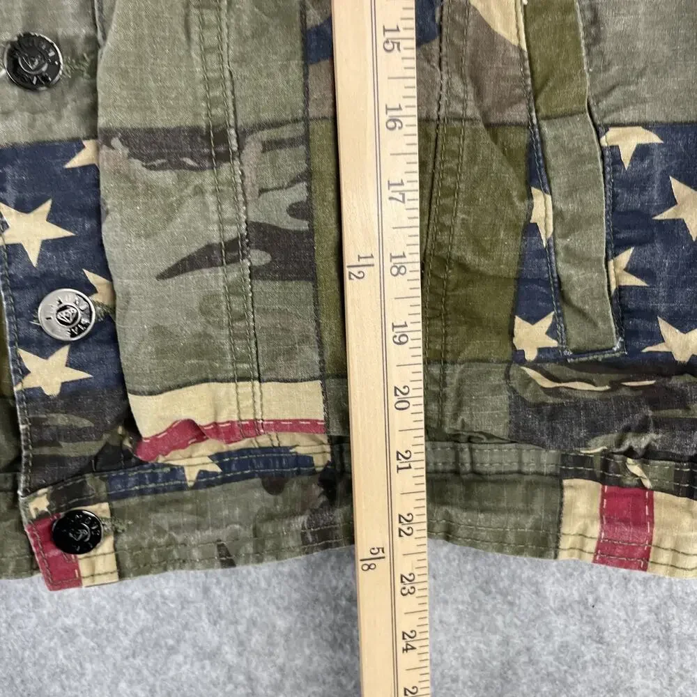 Diamond Stash Vest Mens Medium Ripstop US Flag Camo Distressed Rugged Biker